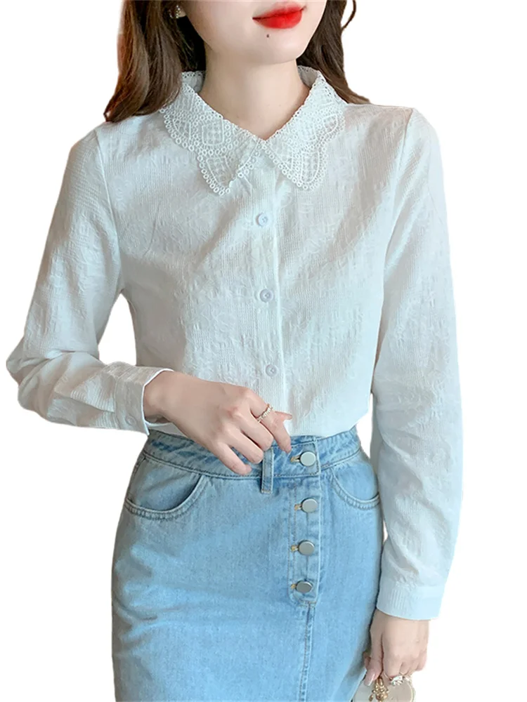 Весна и осень 2024 новые рубашки из чистого хлопка женские универсальные