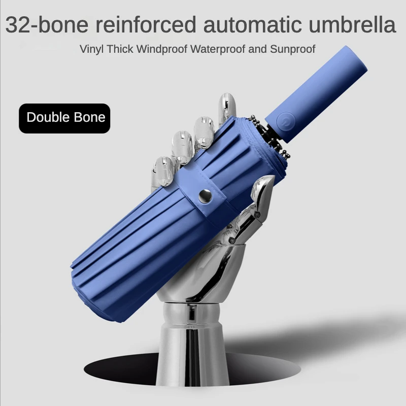 

32-bone Automatic Umbrella for Men Double Keel Windproof Strong Waterproof Sunproof Wind-resistant Thickened Business Umbrellas