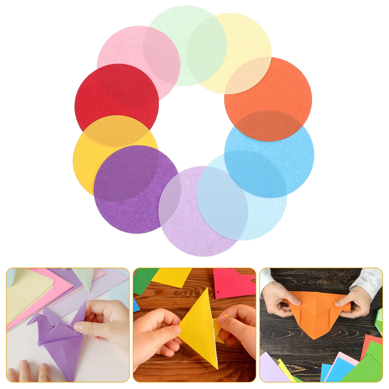 

200 Pcs Folding Paper Printing Bulk Craft Making Umbrellas Kids Round Exquisite Origami Painting Delicate Handicraft Child