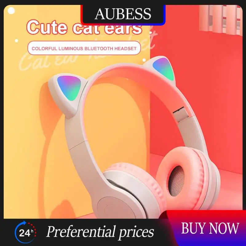 

Cute Headset 5.0 Wireless Headphones Led Light Headset Sport Hifi Sports Headphones Wireless Earbuds