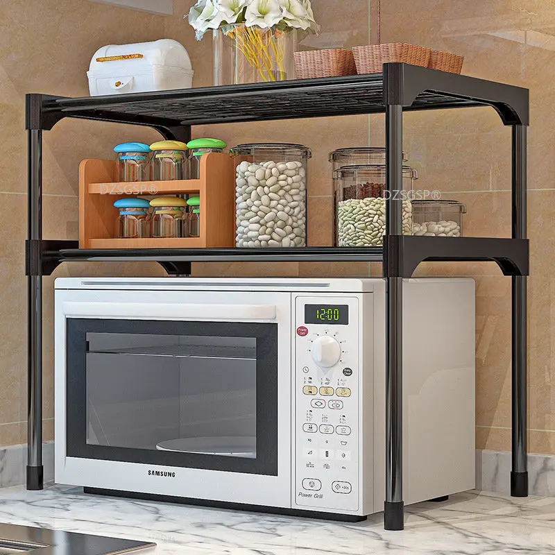 

Двухуровневая полка для микроволновой печи, съемная стойка из нержавеющей стали, кухонные полки для хранения посуды, домашний держатель
