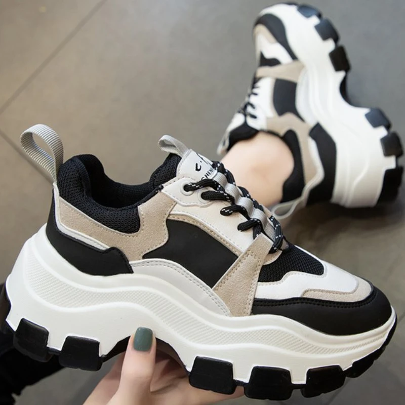 

обувь женская лето 2022 кроссовки на платформе слипоны Кроссовки на платформе с цветным блоком, Весенняя женская повседневная обувь в Корейс...