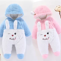 cute rabbit winter thicked warm hooded cotton romper newborn baby girl clothes 0 3 months cartoon dag baby boys clothes jumpsuit