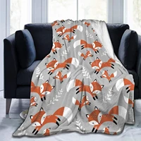 flannel eco fleece cover blanket soft no lint cute fox leaf fleece blanket warm adult gift travel sofa towel 6080 inch grey