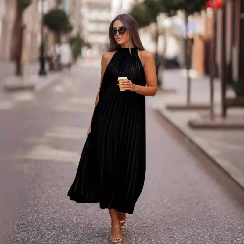 Модное плиссированное платье градиентного цвета женское летнее сексуальное