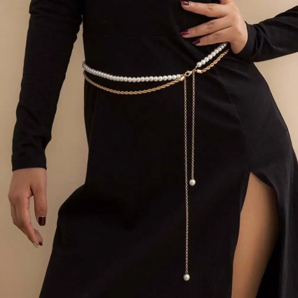 

Waist Chain Retro Fine Workmanship Beautiful Delicate Exquisite Casual All-match White Pearl Belly Chain for Party