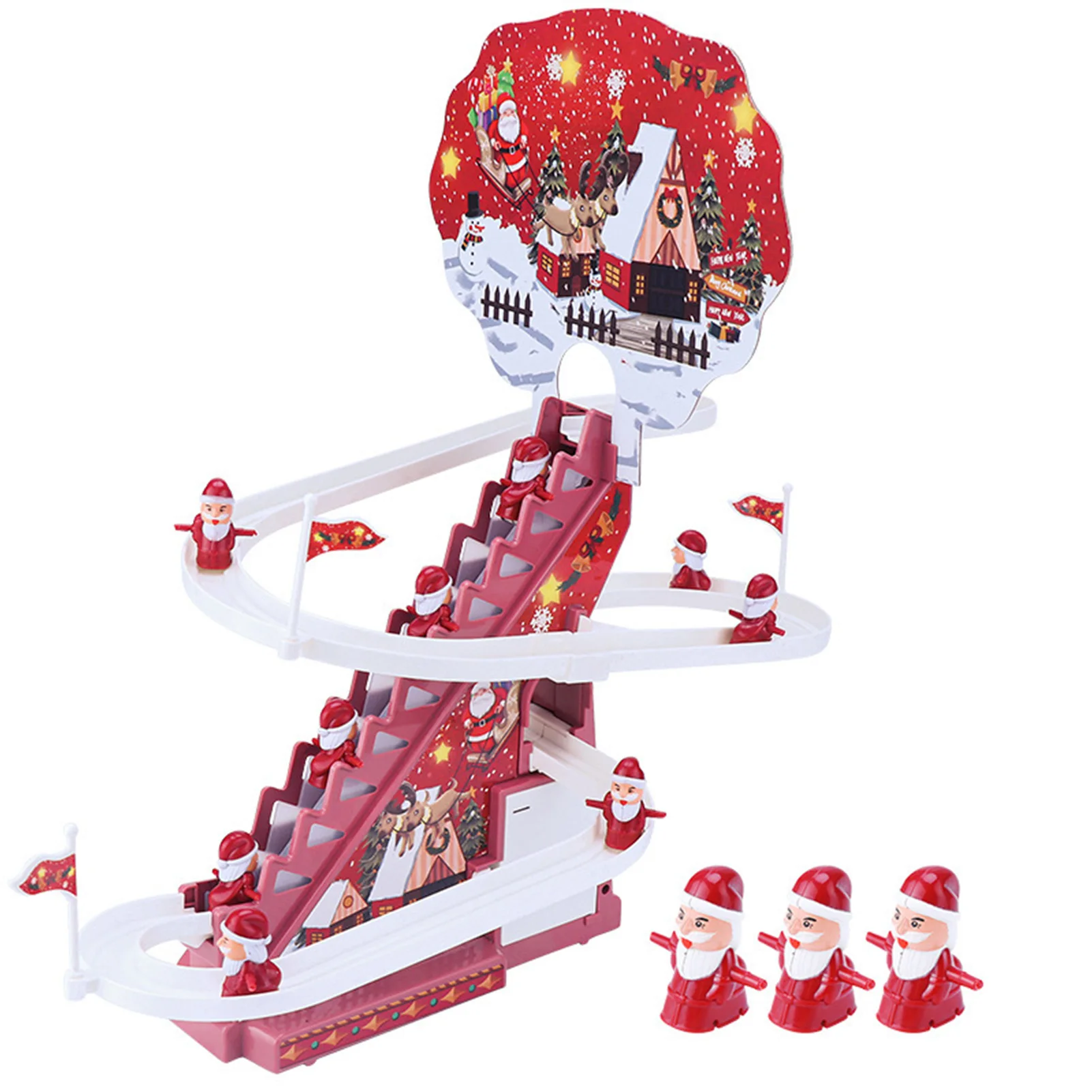 

Small Santa Climbing Toys Electric Santas Chasing Race Track Game Set Musical Race Track Toys For Children