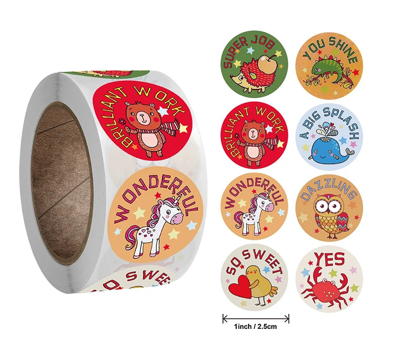 

100-500PCS Owl Horse Animal Thank You Sticker Labels Sealing Paper Stationery Children's Rewards Decorative Sticky Scrapbooking