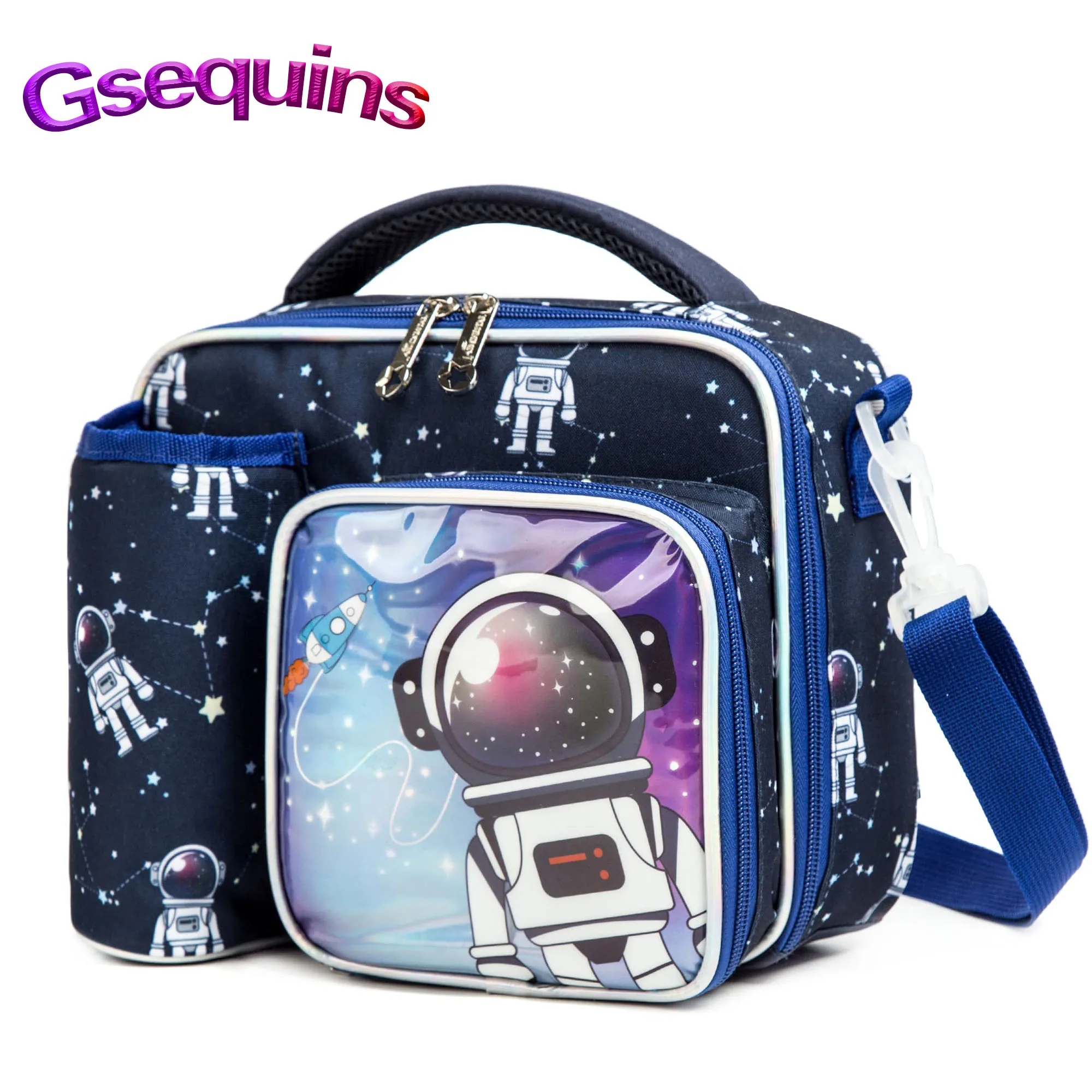Gsequins Lunch Bag Kids Insulated Lunch Tote Bag for Boys and Girls with Adjustable Shoulder Strap and Durable Handle