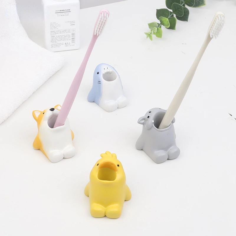 

Cute Cartoon Toothbrush Holder Mini Resin Animal Modes Toothbrush Base Home Bathroom Decoration Toothbrush Base