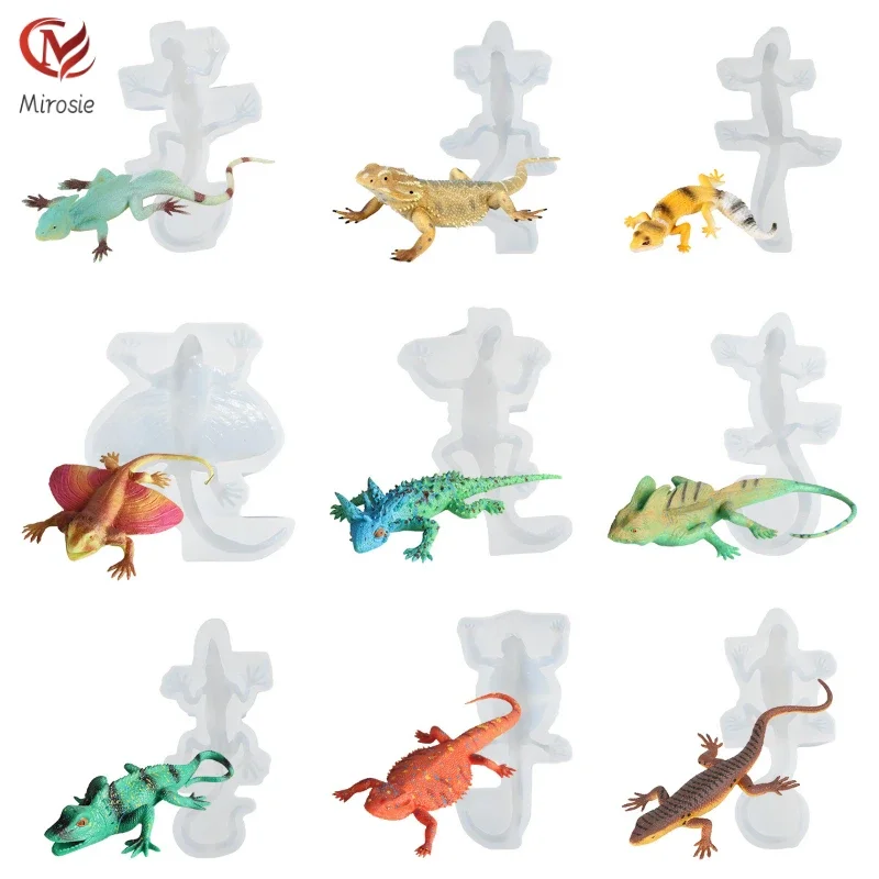 

3d эпоксидная силиконовая форма Mirosie для ящерицы, ручная работа, окрашивание животных, форма для имитации ящерицы, украшение торта, формы для смолы