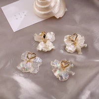 2022 new trendy elegant acrylic shell flower drop earrings for women students fashion geometric metal party pendiente