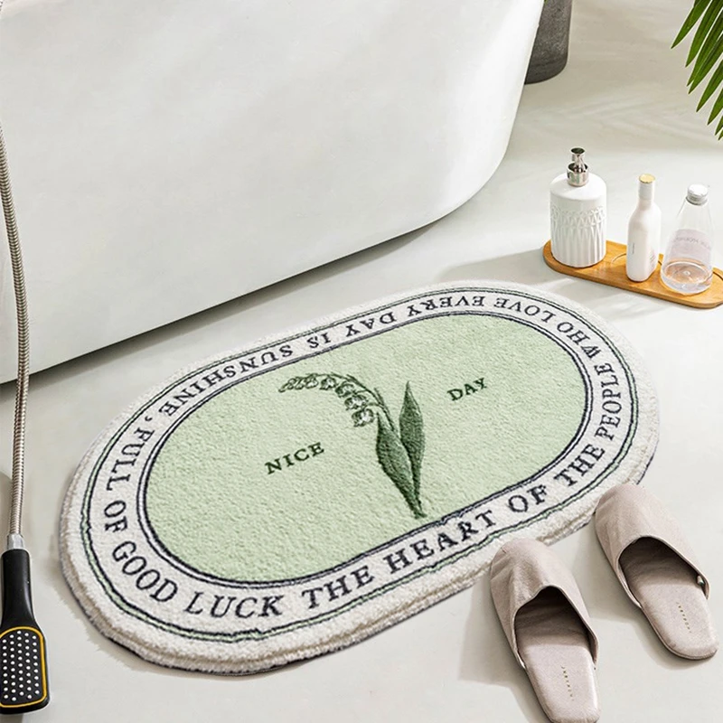 

INS Welcome Doormat Absorbent Bathroom Carpet Non-slip Floor Mat Oval Kitchen Rug Hallway Entrance Mats Bedside Area Rugs