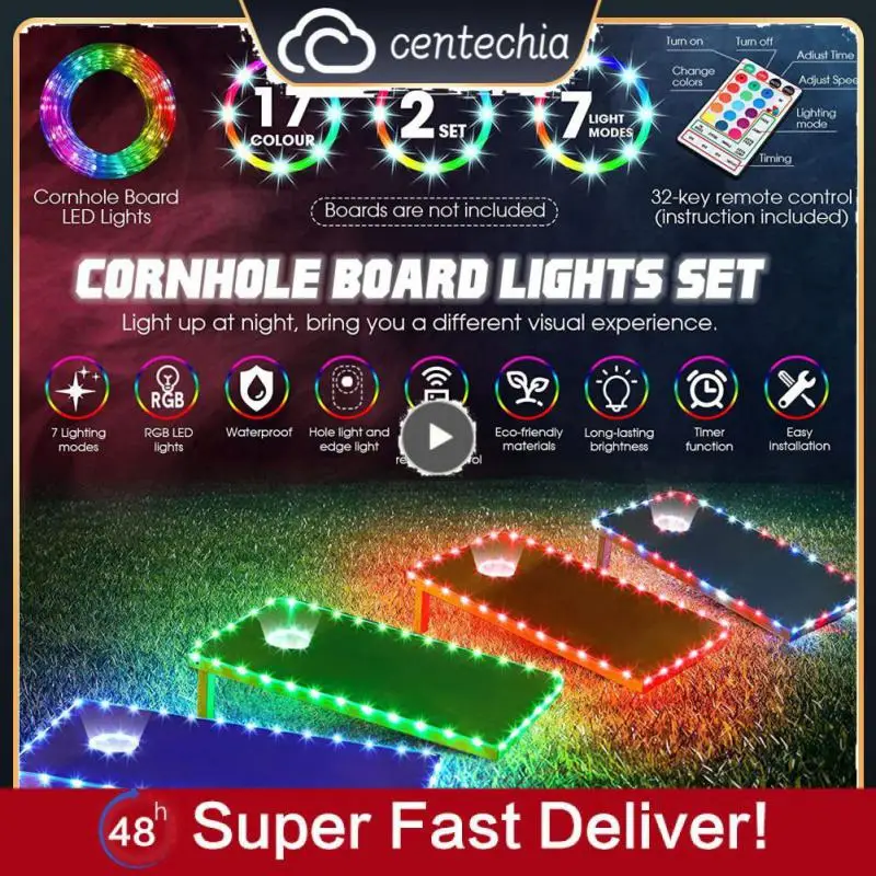 

2/3/5PCS 16 Colors Cornhole Board Lights Durable Variable Lighting Mode Ring String Light Waterproof Rgb Color Changing 32 Keys
