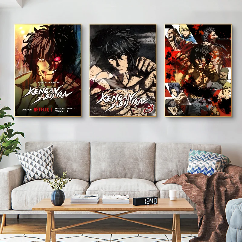 Аниме Kengan Ashura Poster Самоклеящаяся художественная водонепроницаемая бумажная