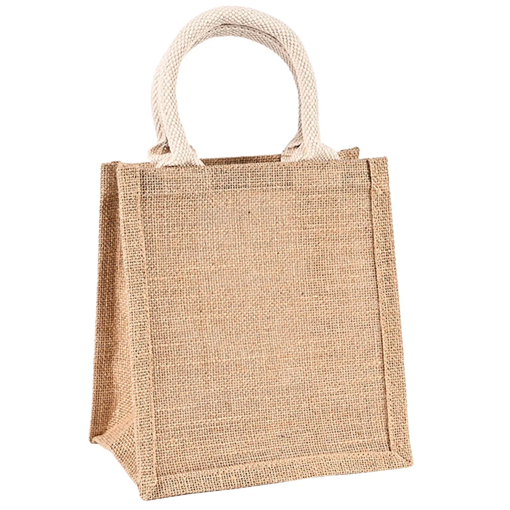 

Portable Sack Burlap Handbags Linen Canvas Tote Bulk Gift Favors Bridesmaid Lined Grocery Blank Shopping Market Handles