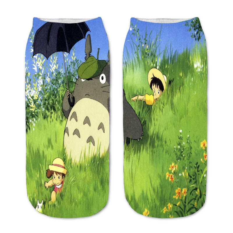 Totoro Women Sock Cartoon Ladies Socks Kawaii Calcifer Casual Hayao Miyazaki Printed No Face Man Fairydust Sox Korean Socken
