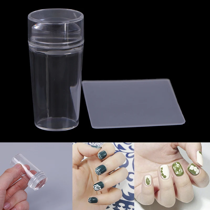 

1set Stamper Transparent Silicone Jelly Nail Stamping Stamp With Cap Printing Scraper Set Manicure Transfer Template Tool