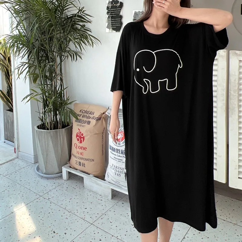 Ночная сорочка женская из модала модная длинная свободная рубашка в Корейском