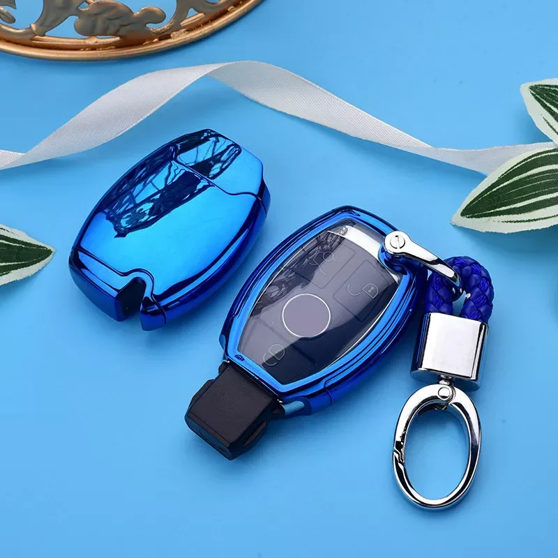 

AUTO PARTS Good quality TPU+PC Car Key Case Cover Key Holder Chain Ring For Mercedes Benz W203 W210 W211 W124 W202 W204 AMG Acce