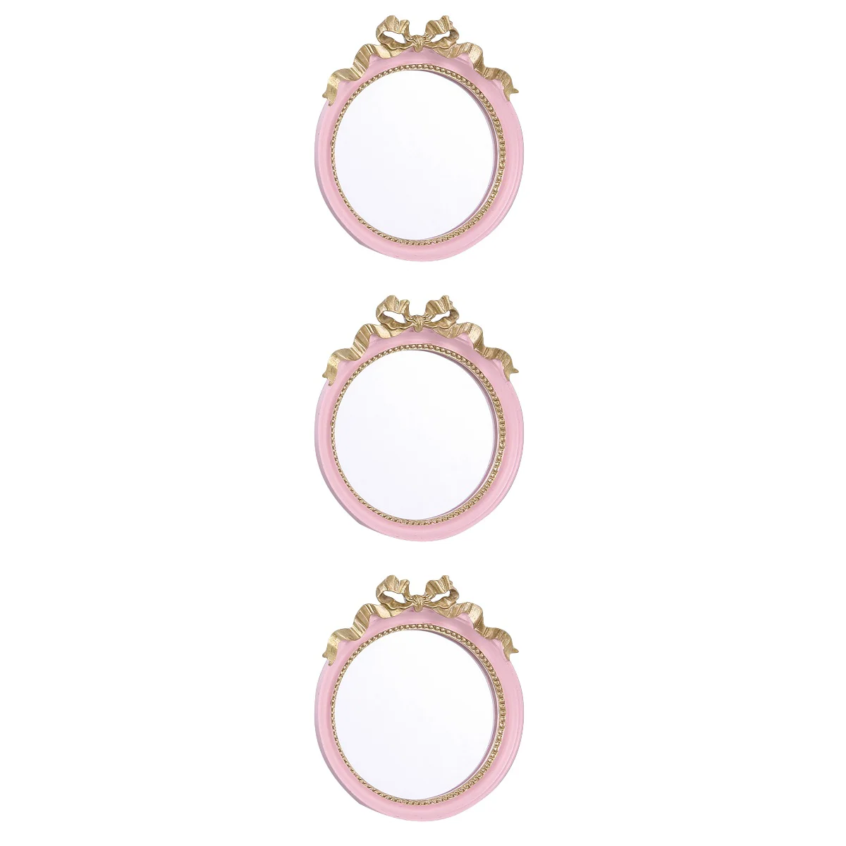 

3 pcs Circular Bowknot Mirror Make Portable Bowknot Resin Mirror