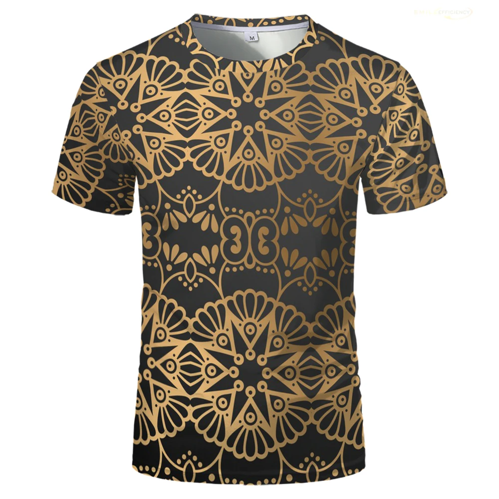 

Trend Classic 3D Texture Geometric Pattern Digital Printing Men's Casual Top Breathable Sports Teen Short Sleeve T-Shirt