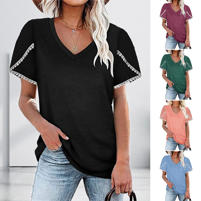 

Women's Short Sleeve T-Shirt Casual Loose Round Neck Top Fashion Breathable Summer Clothes H9