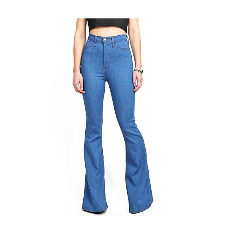 

2021 New Spring High Waist Flare Jeans Women Vintage Zipper Jeans Woman Skinny Denim Trousers Women's Wide Leg Flared Trousers