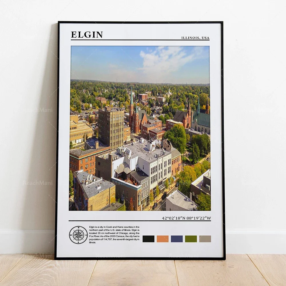 Плакат с подорожностью Америки Danville Decatur Женева Glenview Джексонвилл постер