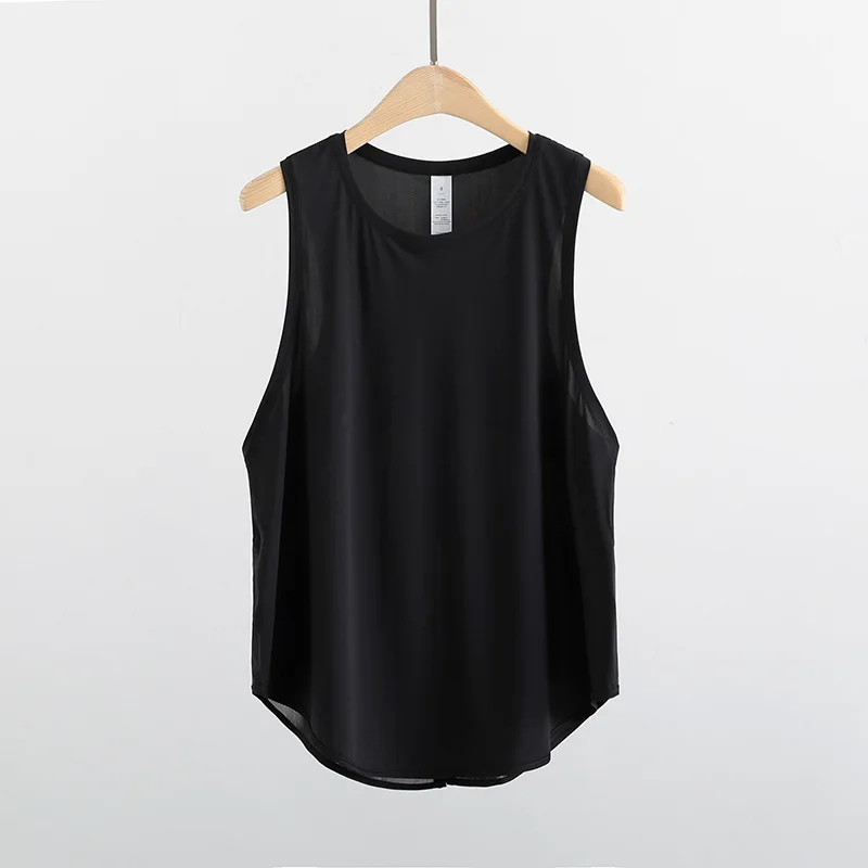 Luluwomen Solid Shirts Sports Nylon Sleeveless T-shirts Fitness Back Open Tank Top Breathable Quick Dry Vest Tee Running Blouse