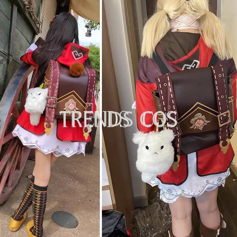 Genshin Impact Klee Cosplay Costume Backpack Dodoco Wig Klee Kids Outfits Dress Backpack Shoes Boots Halloween Carnival Comic