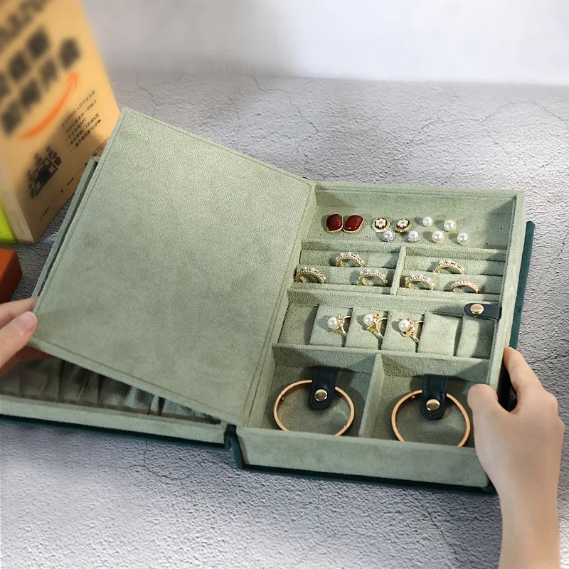 Коробка для хранения ювелирных изделий в форме книги вместительная Пылезащитная