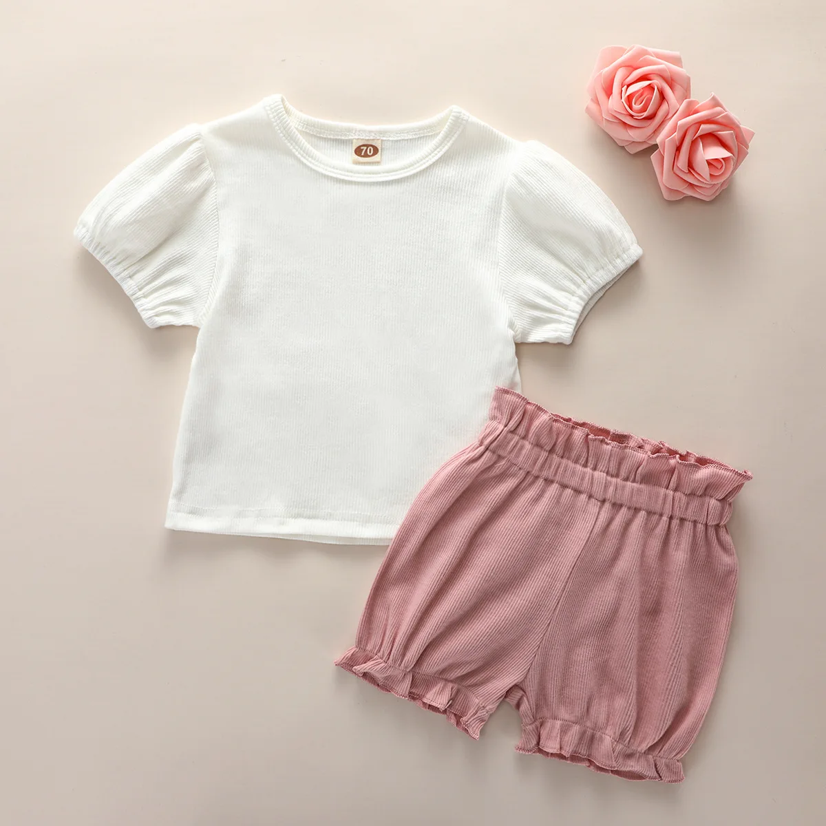

Toddler Baby Girl Clothing Set Summer Casual White Short Sleeve Tops T-shirt + Tunic Shorts Fashion Toddler Kids Clothes Suit