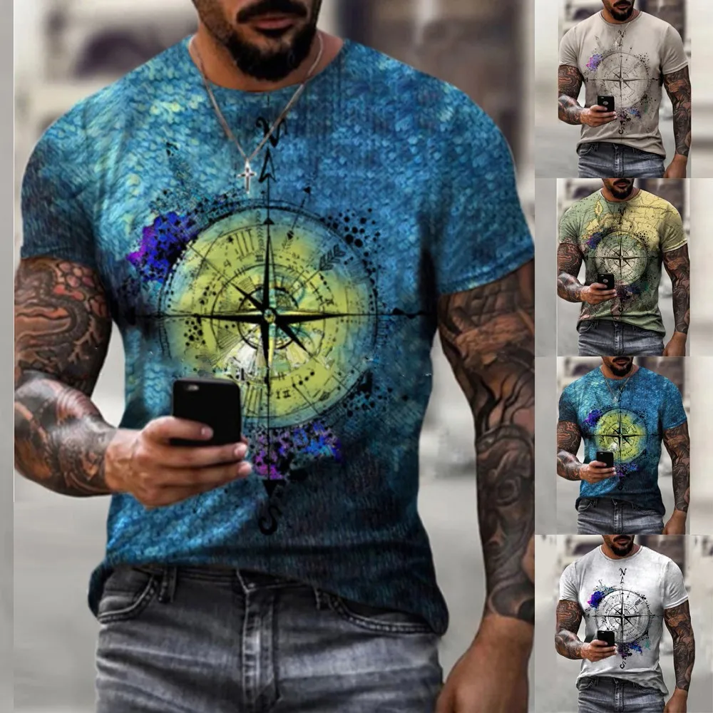 

Men's T-Shirt Vintage 3D Printed Tshirt Contrast Color Personality Casual Summer Ultra-Thin Men's Oversized T-Shirt