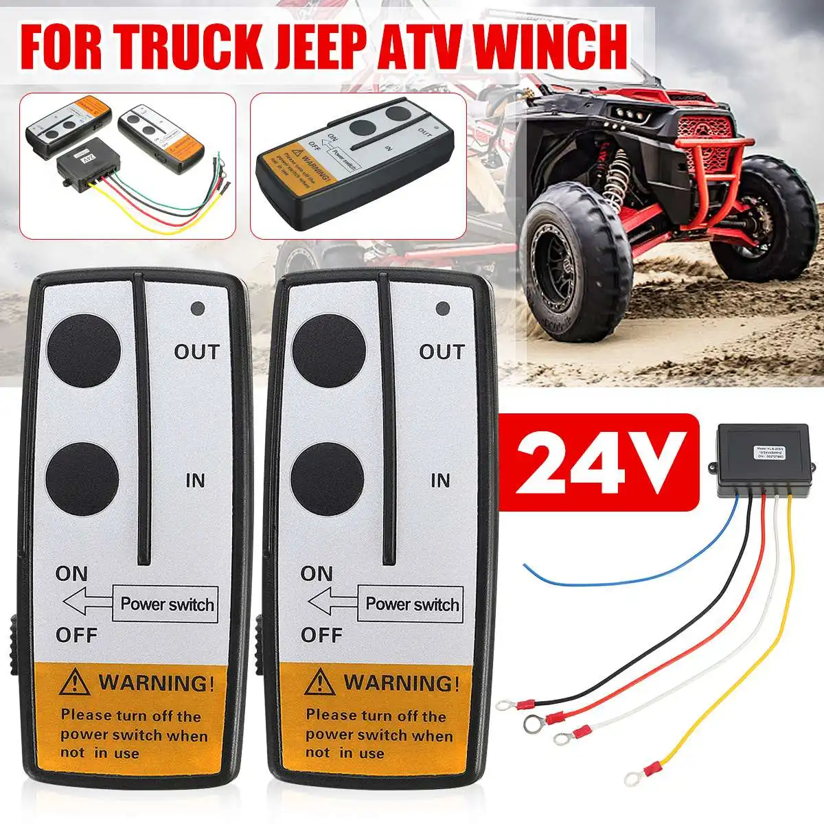 

24V Car Wireless Winch Electric Remote Control Switch With Manual Transmitter Set For Jeep Truck ATV SUV Vehicle Trailer