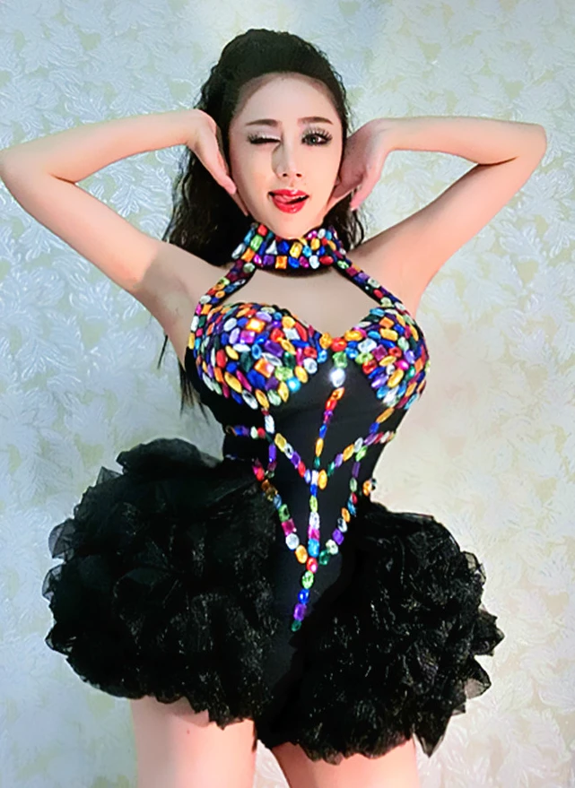 Женский певец ds сценический dj тонкий боди костюм ручная строчка с высокой