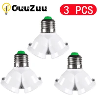 3pcs fireproof material e27 to 2e27 socket base led bulb converter splitter adapter e27 to 2 e27 lamp holder converter