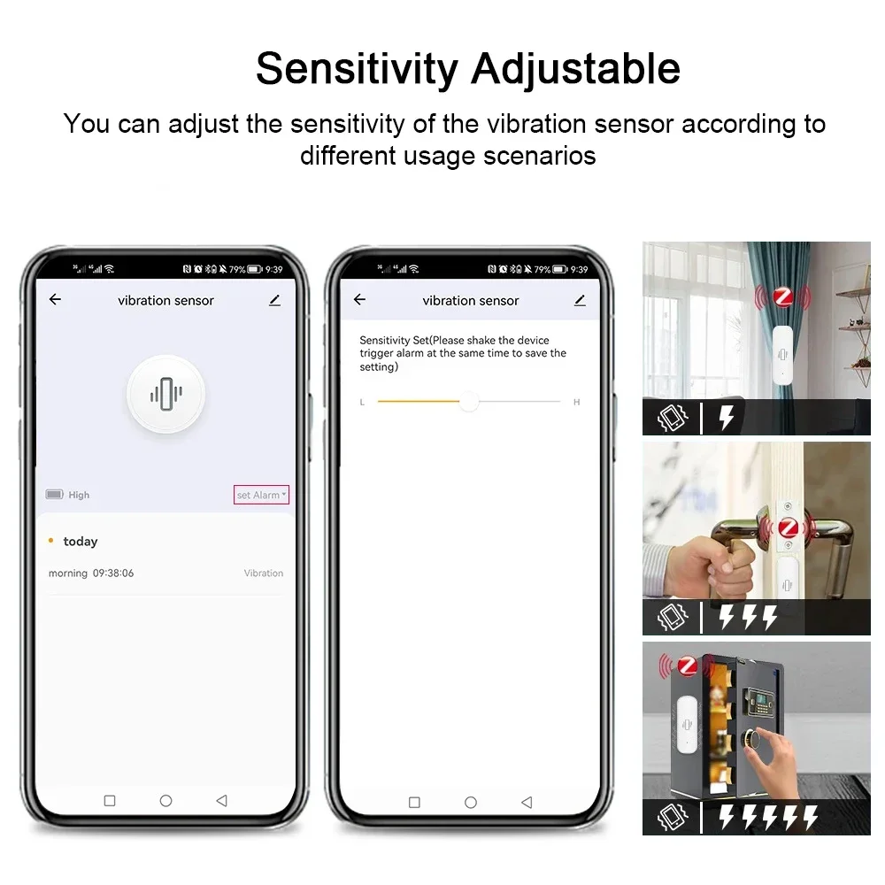 Умный Датчик Вибрации Tuya Wi-fi/zigbee Мониторинг В Реальном Времени Приложение Для