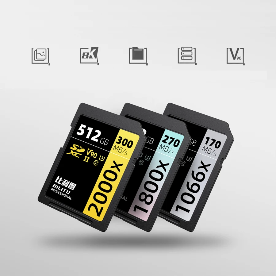 Карта памяти BILITU SD V90 V60V30 скорость чтения до 300 МБ/с 128 ГБ 256 512 карта SDXC UHS