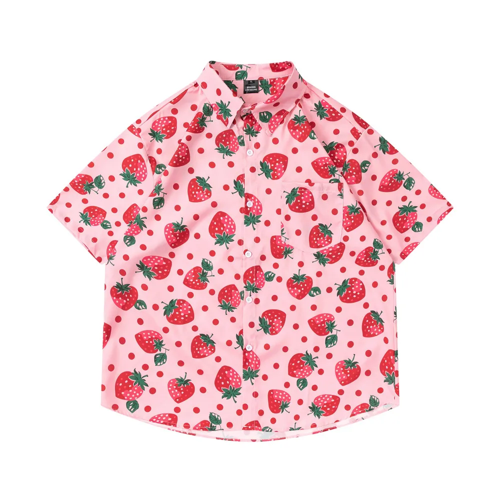 

OSCN7 Casual Street Printed Short Sleeve Shirt Men 2022 Hawaii Beach Oversize Women Fashion Harujuku Shirts for Men 22027