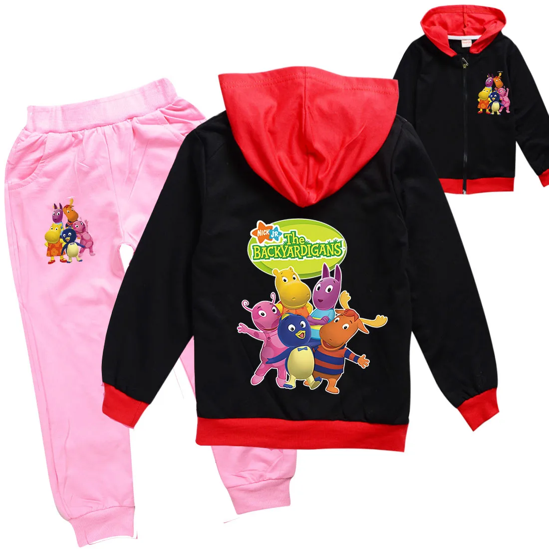 Комплект детской повседневной одежды с капюшоном на молнии и штанами |