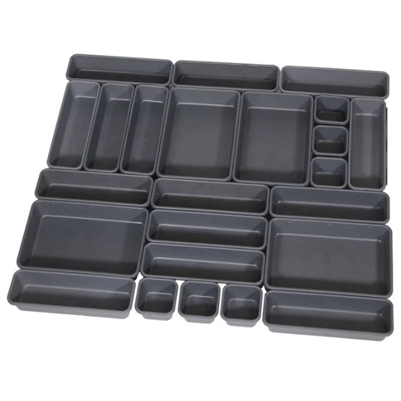 

Ящик-органайзер для стола, лотки с 3 размерами, черные пластиковые ящики для хранения, разделитель, органайзер для макияжа для офиса