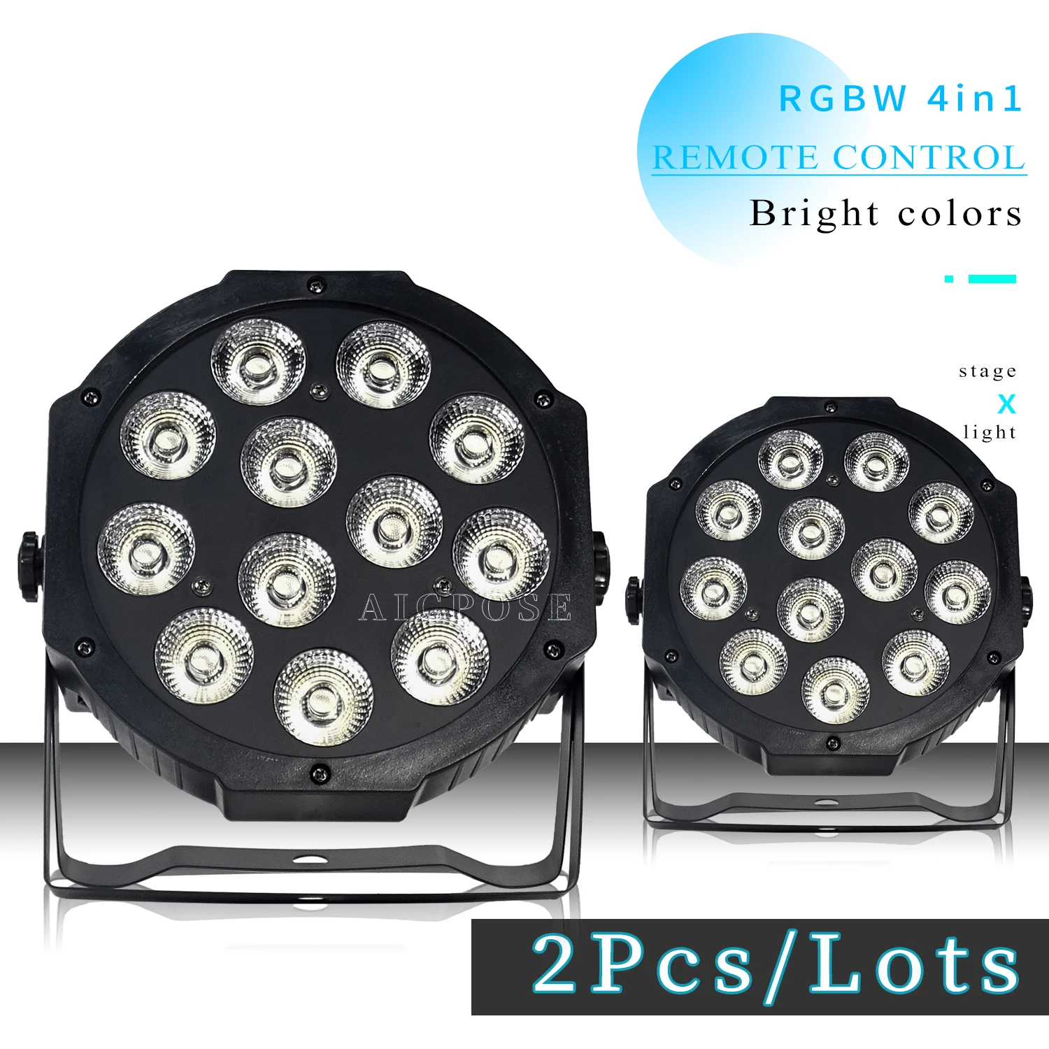 

2pcs/lots 12w led lamp beads 12x12W led Par lights RGBW 4in1 flat par led dmx512 disco lights professional stage dj equipment