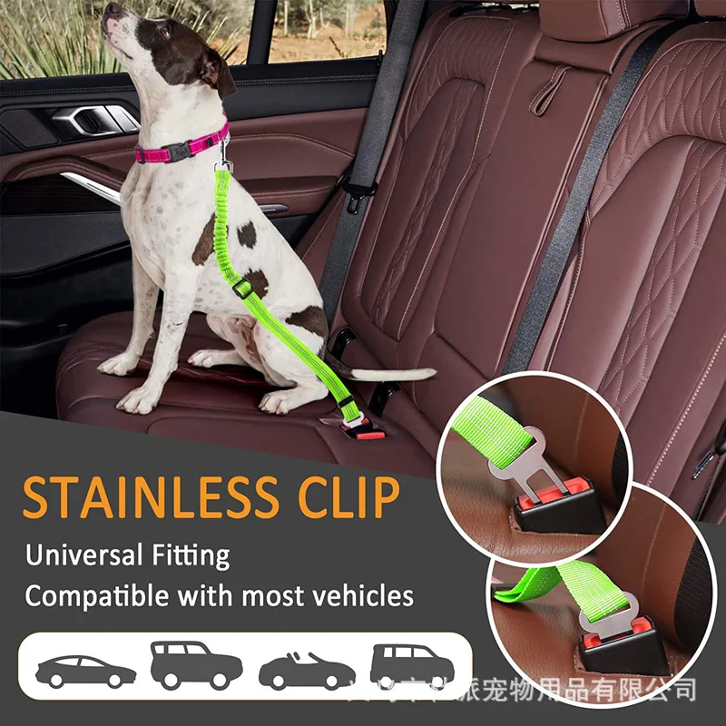 

Adjustable Pet Dog Cat Car Seat Belt Pet Seat Vehicle Dog Harness Lead Clip Safety Lever Traction Buffer rebound dog Collars