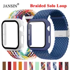 Стекло + ремешок для Apple Watch SE 7 6 5 4 3, плетеный соло-браслет для Apple Watch Band 42 мм 38 мм 40 мм 44 мм 41 мм 45 мм, эластичный браслет