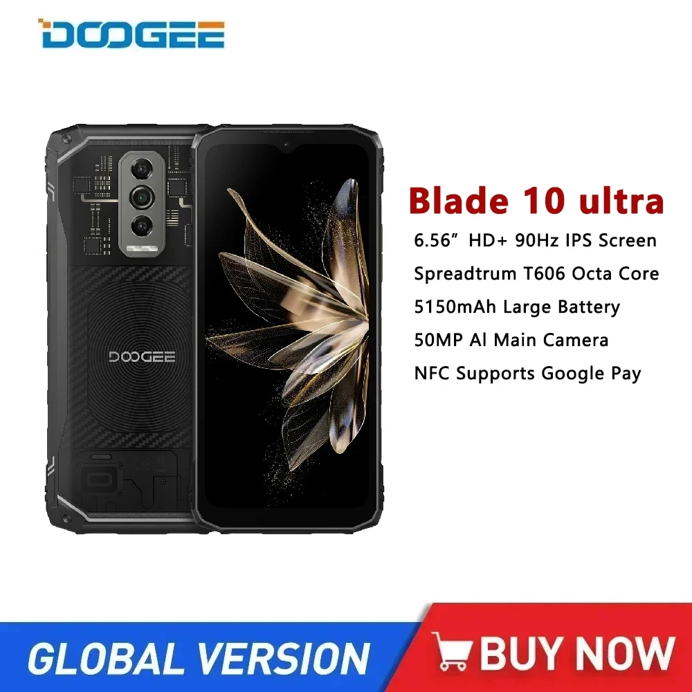 Смартфон DOOGEE Blade 10 4G 6 56 дюйма камера 50 МП 8 + 256 ГБ Android 14 5150 мАч