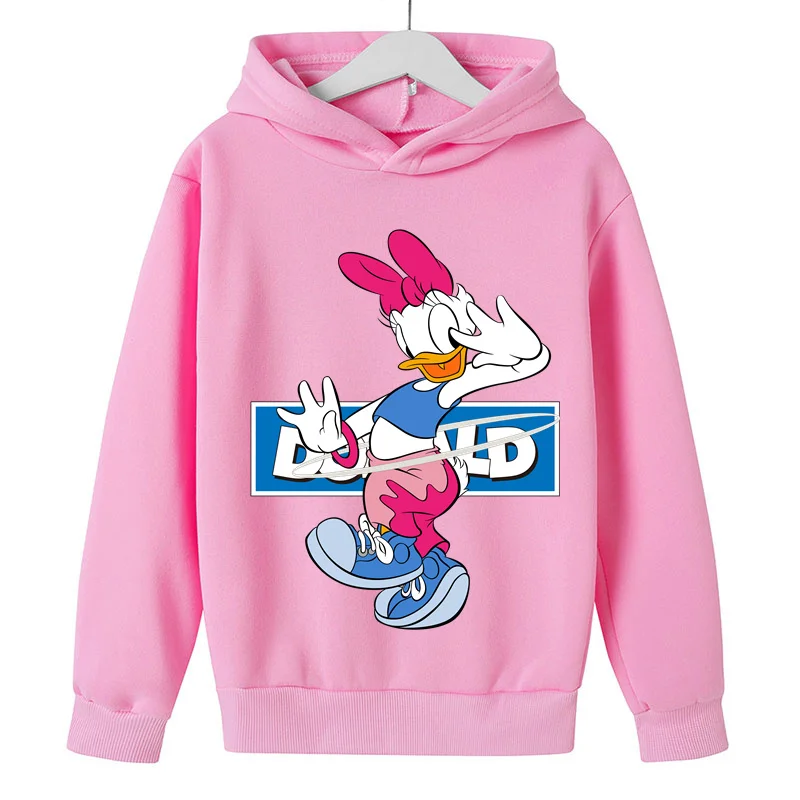 

2023 Cartoon Children's Long Sleeve Sweatshirt Girls Kids Baby Girls Donald Duck Hoodies Toddler Tops Clothing Print Pullover