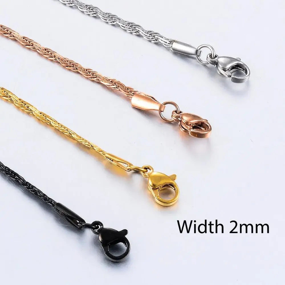 Модное ожерелье из нержавеющей стали с веревочной цепочкой и волнами