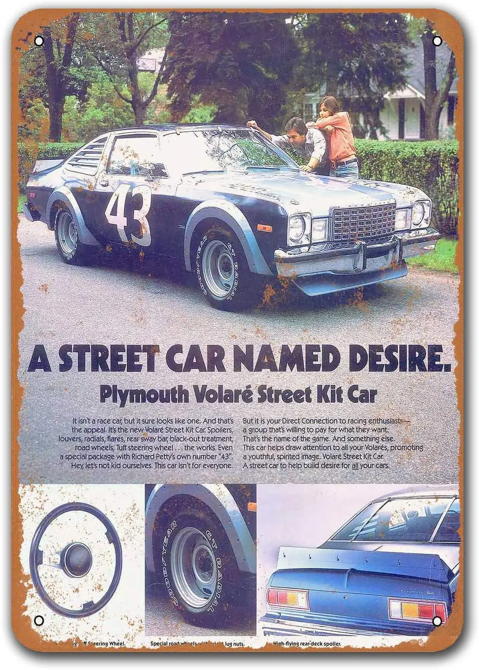 

1978 Plymouth Volare Street Car Kit Car Metal Tin Sign, Sisoso Vintage Plaques Poster Bar Man Cave Retro Wall Decor 12x16 inch