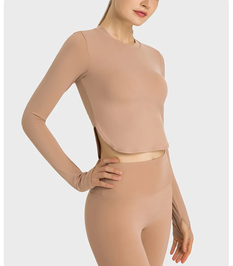 LuluTop Women Gym Sport Shirt Women's Long Sleeve Top Fitness Yoga Crop Top Sportswear Outdoor Leisure Jogging Womens Clothing